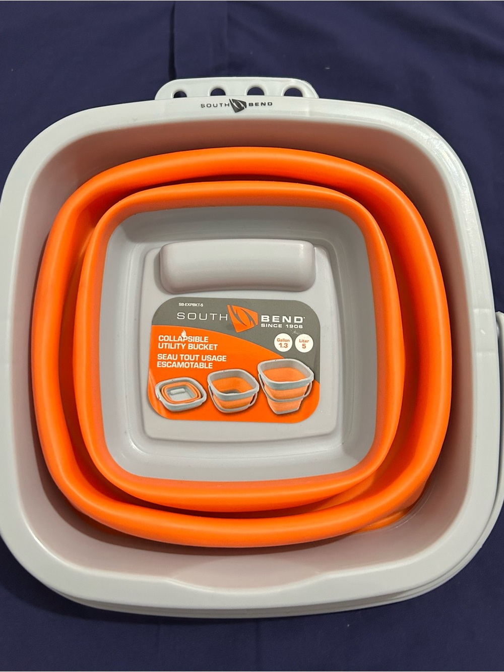 South Bend Collapsible Utility Buckets - Gray & Orange Set